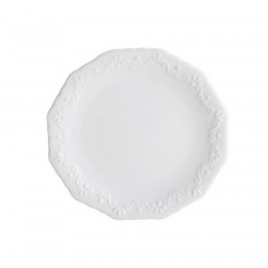Prato de Sobremesa Wolff Alto Relevo Durable Porcelain Branco 19cm 6 Peças de Porcelana