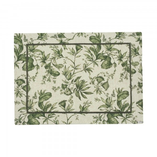 Lugar Americano Linen Garden Oliva Mameg Barra Bordada 50x36cm