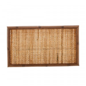 Bandeja 30cm Woodart Bambu de Teca e Sisal