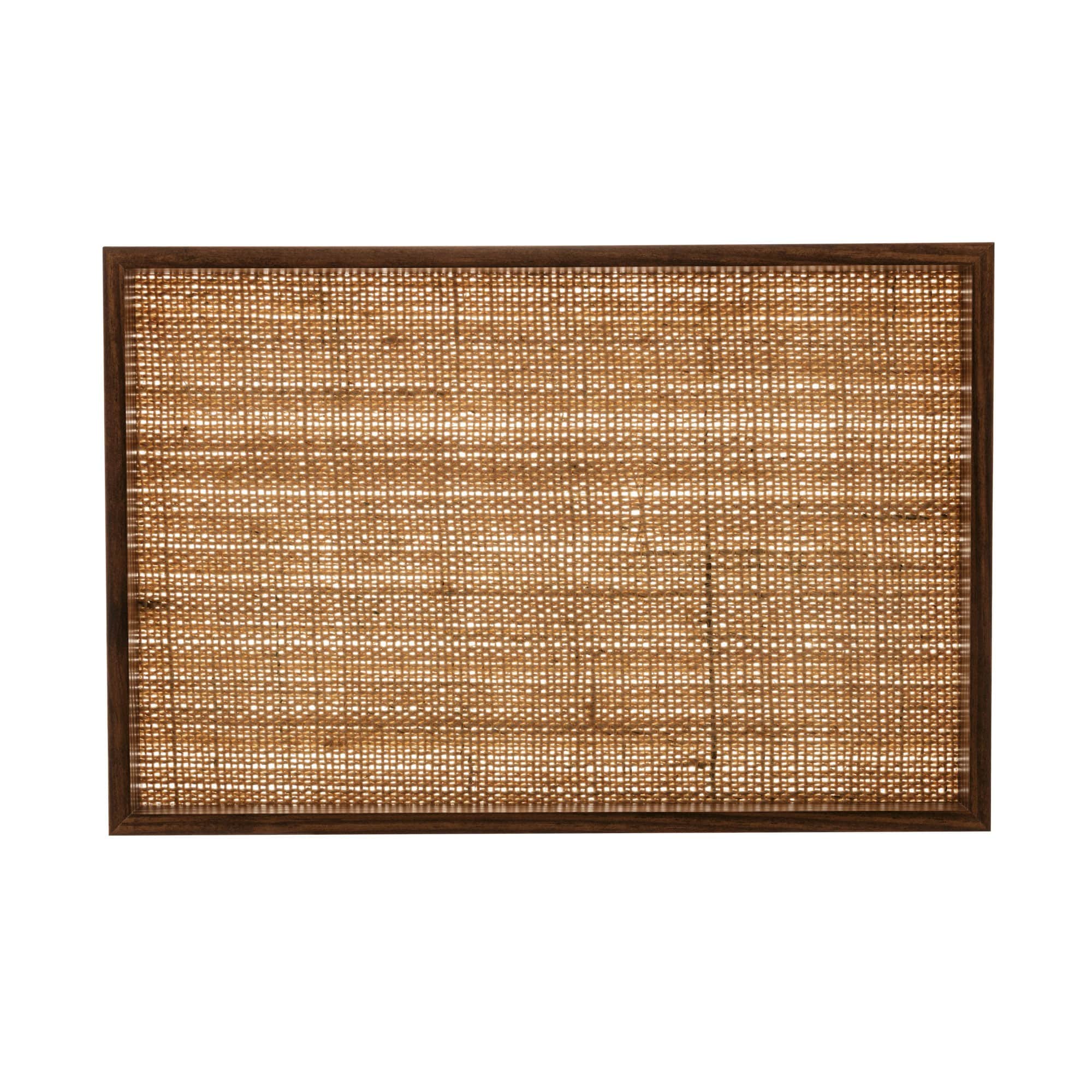 Bandeja De Coquinho Com Sisal Natural E Vidro - 45x30cm