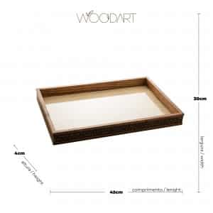 Bandeja 45cm Woodart Coquinho de Madeira e Sisal