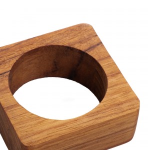 Jogo de Anel para Guardanapo Quadrado Woodart Agra de Teca 4 Peças