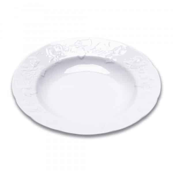 Jogo de Prato Fundo Wolff Limoges Vendange 22cm 6 Peças de Porcelana Branca