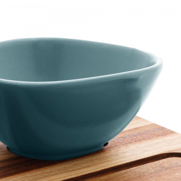 Tábua com Bowls Woodart Nórdica Menta de Teca e Porcelana