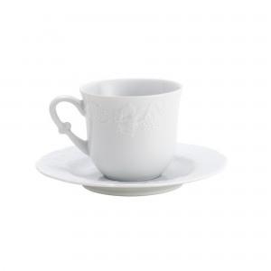 Jogo de Xícara de Café Wolff Limoges Vendange 100ml 6 Peças de Porcelana Branca