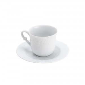 Jogo de Xícara de Café Wolff Limoges Vendange 100ml 6 Peças de Porcelana Branca