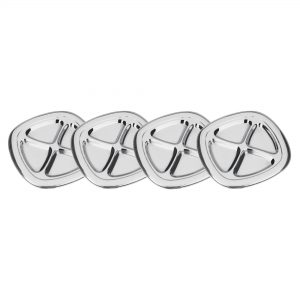 Kit 4 Petisqueiras Quadradas 4 Divisões James.F de Aço Inox
