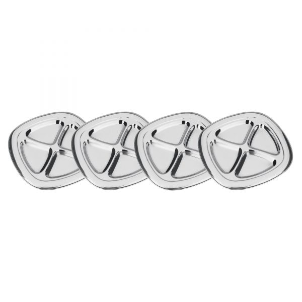 Kit 4 Petisqueiras Quadradas 4 Divisões James.F de Aço Inox