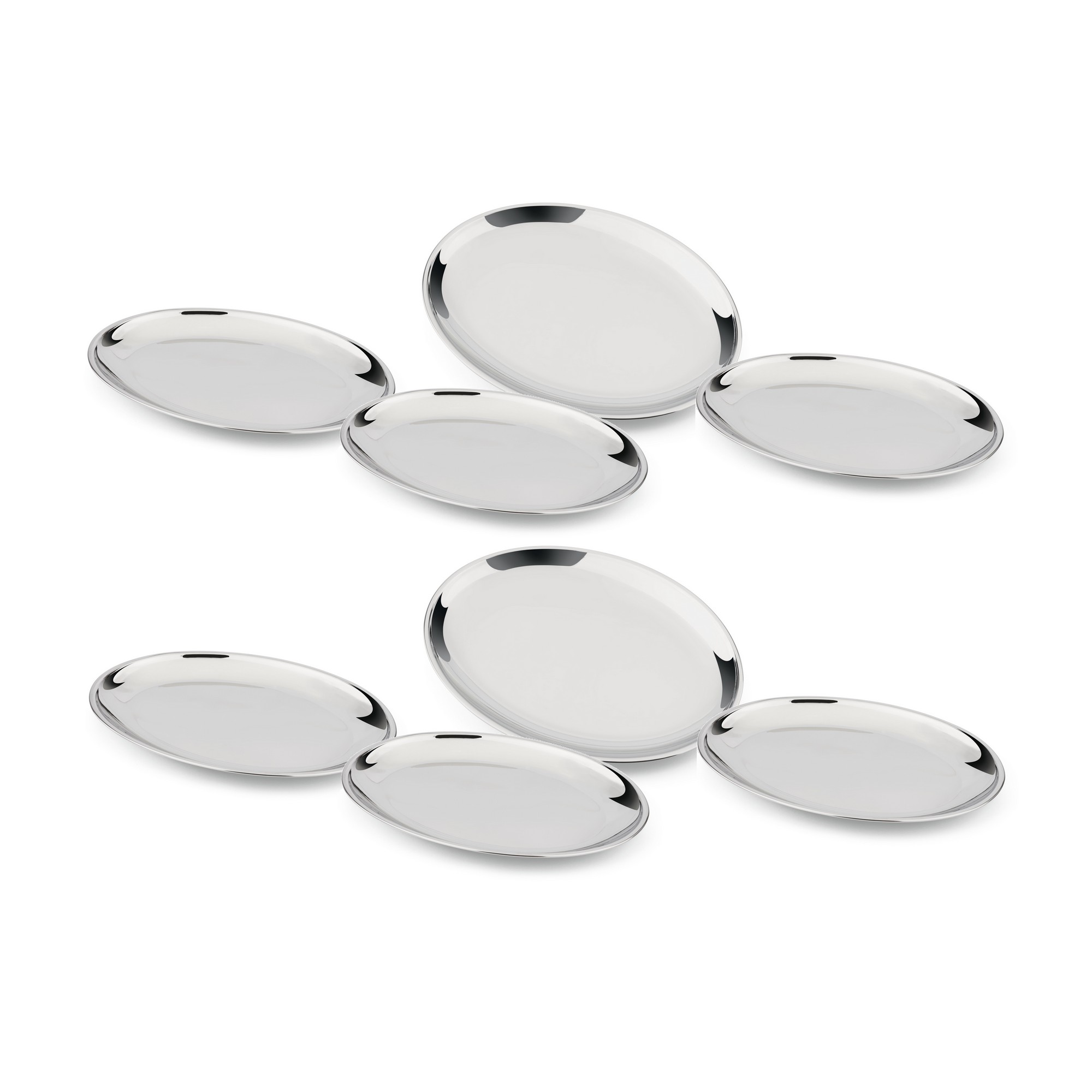 Kit 8 Travessa Oval Rasa 35cm James.F Bar Restaurante de Aço Inox
